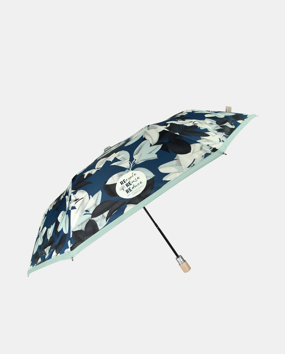 Perletti - Paraguas Plegable Green Automático De Materiales Reciclados Con Estampado Floral