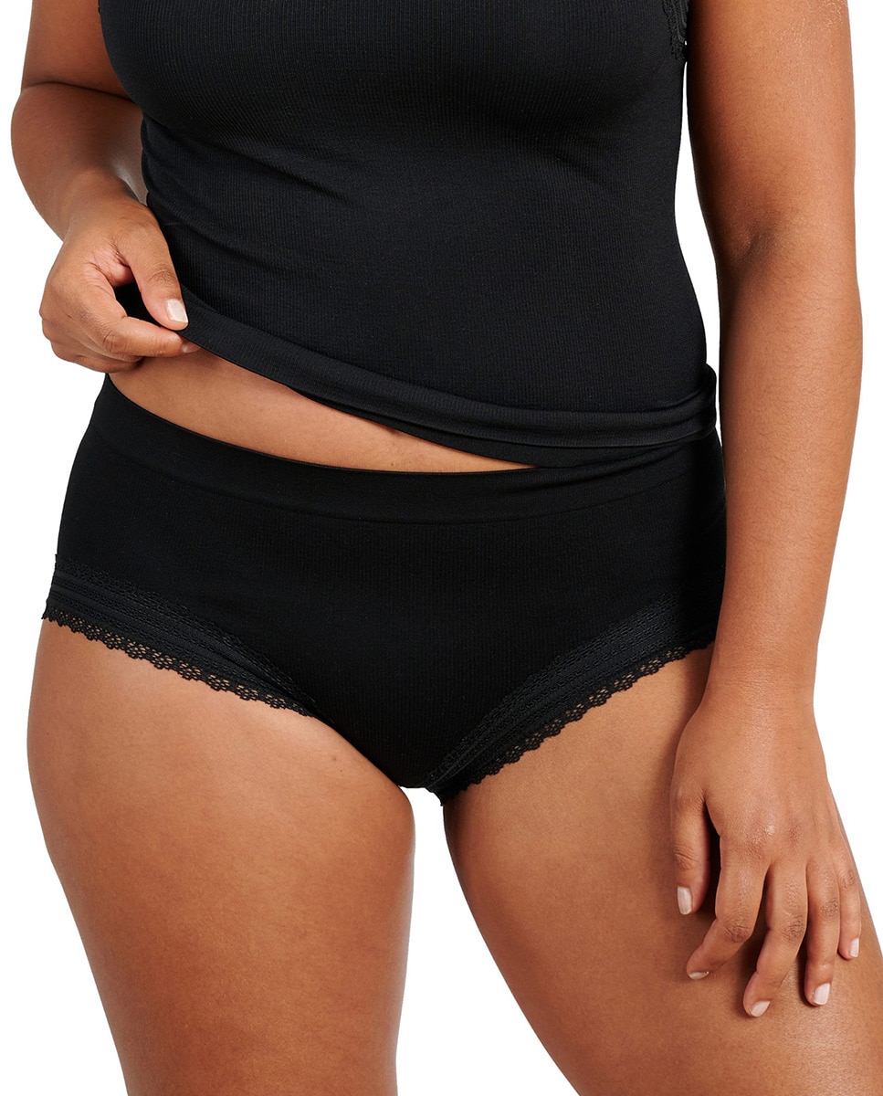Shortie sem costuras e com renda Preto-1