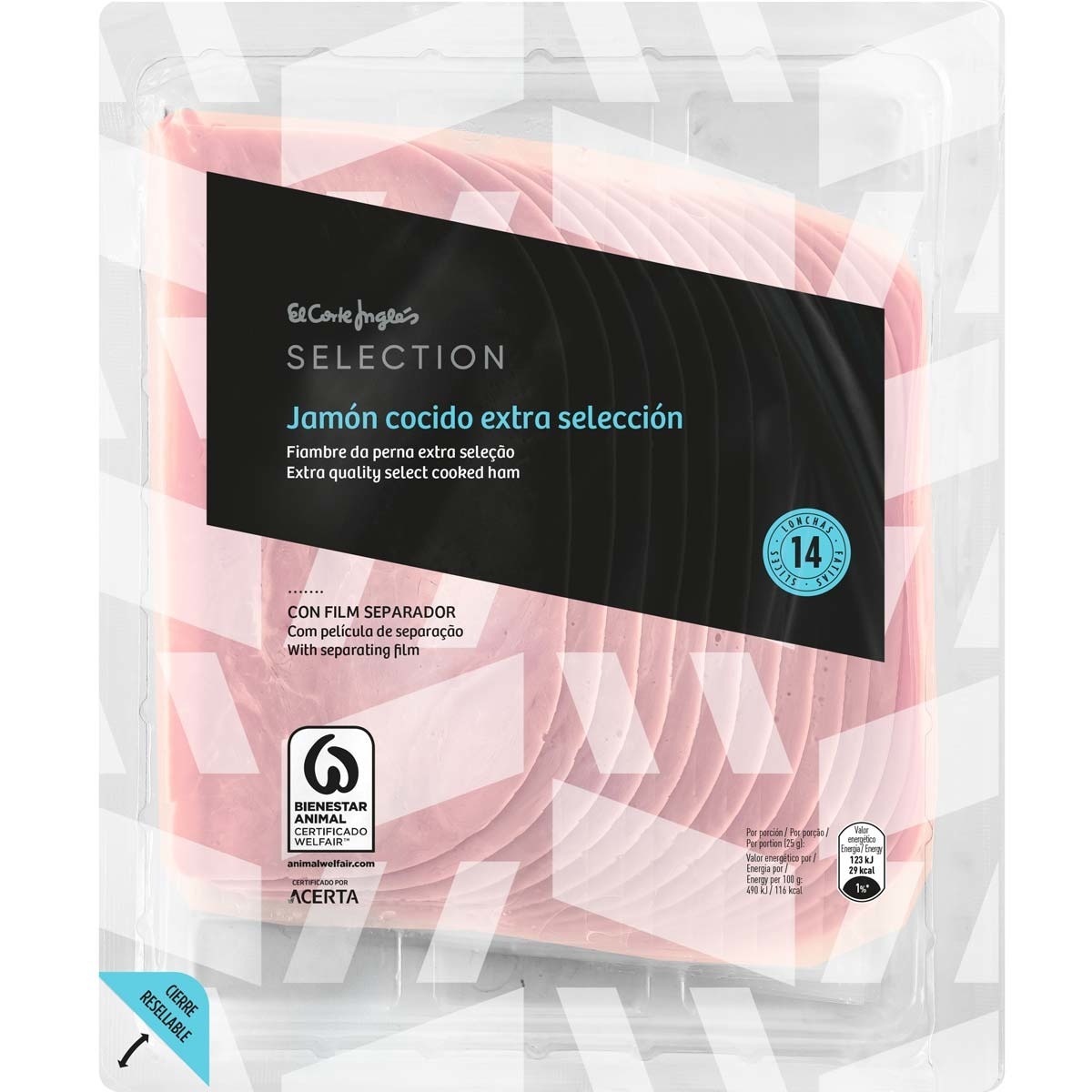 jamón cocido extra selección en lonchas envase 350 g