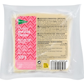 queso tierno mezcla bajo en sal elaborado con leche pasteurizada cuña 300 g - El Corte Ingles