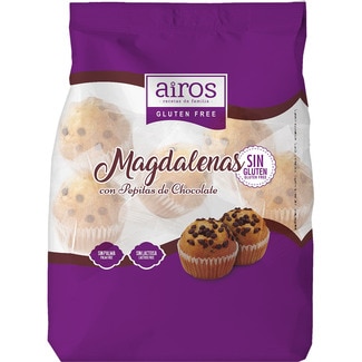magdalenas con pepitas de chocolate sin gluten bolsa 210 g - Airos