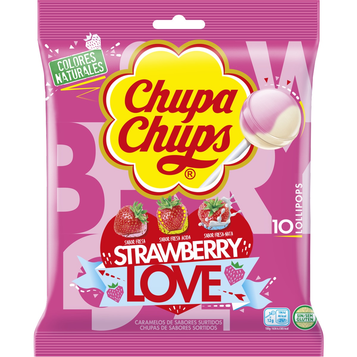 Chupa Chupa de Morango Love embalagem 120 g