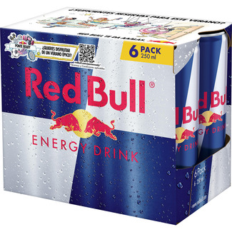 bebida energética con cafeína, taurina, vitamina B y agua de los Alpes pack 6 latas 25 cl - Red Bull