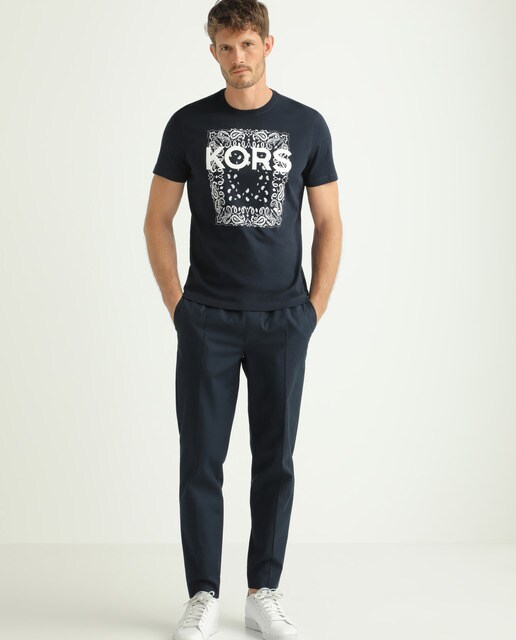 Camiseta de hombre azul con logo frontral y detalle de bandana · Michael  Kors · El Corte Inglés