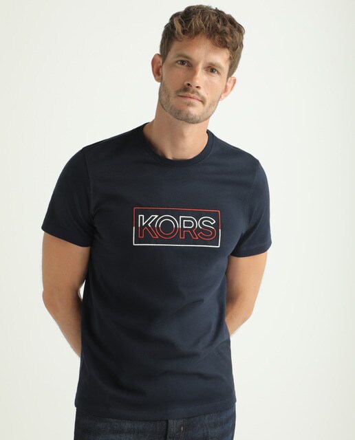 Camiseta de hombre gráfica azul de algodón con logotipo · Michael Kors · El  Corte Inglés
