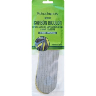 plantillas carbón bicolor antiolor transpirable talla 33-45 recortables bolsa 1 unidad - Achuchonas