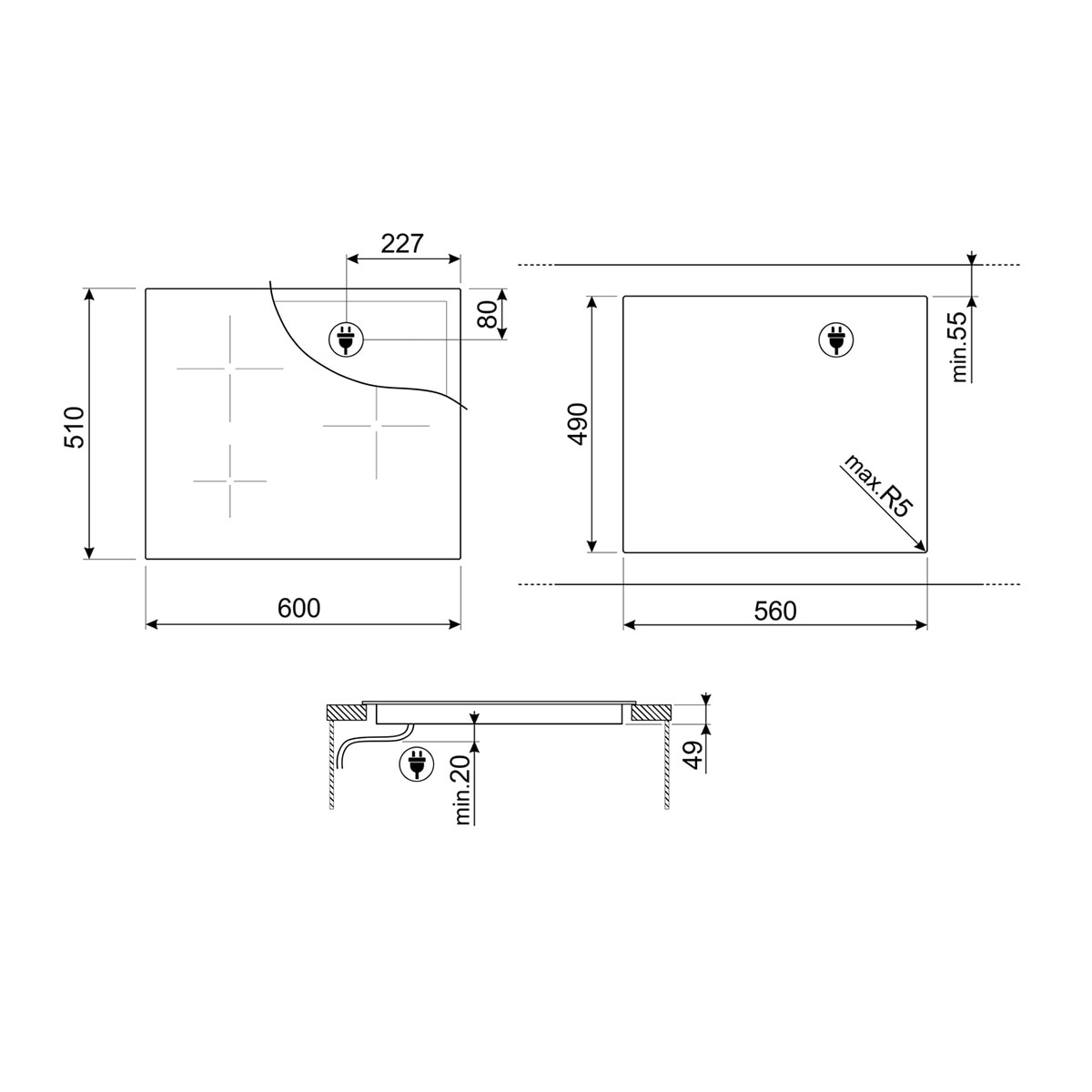 Placa inducción Smeg 4 zonas de cocción - SI2M7643DW Blanco-2