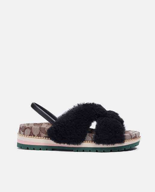 Sandalias planas de mujer en pelo sintético de color negro · Coach · El  Corte Inglés