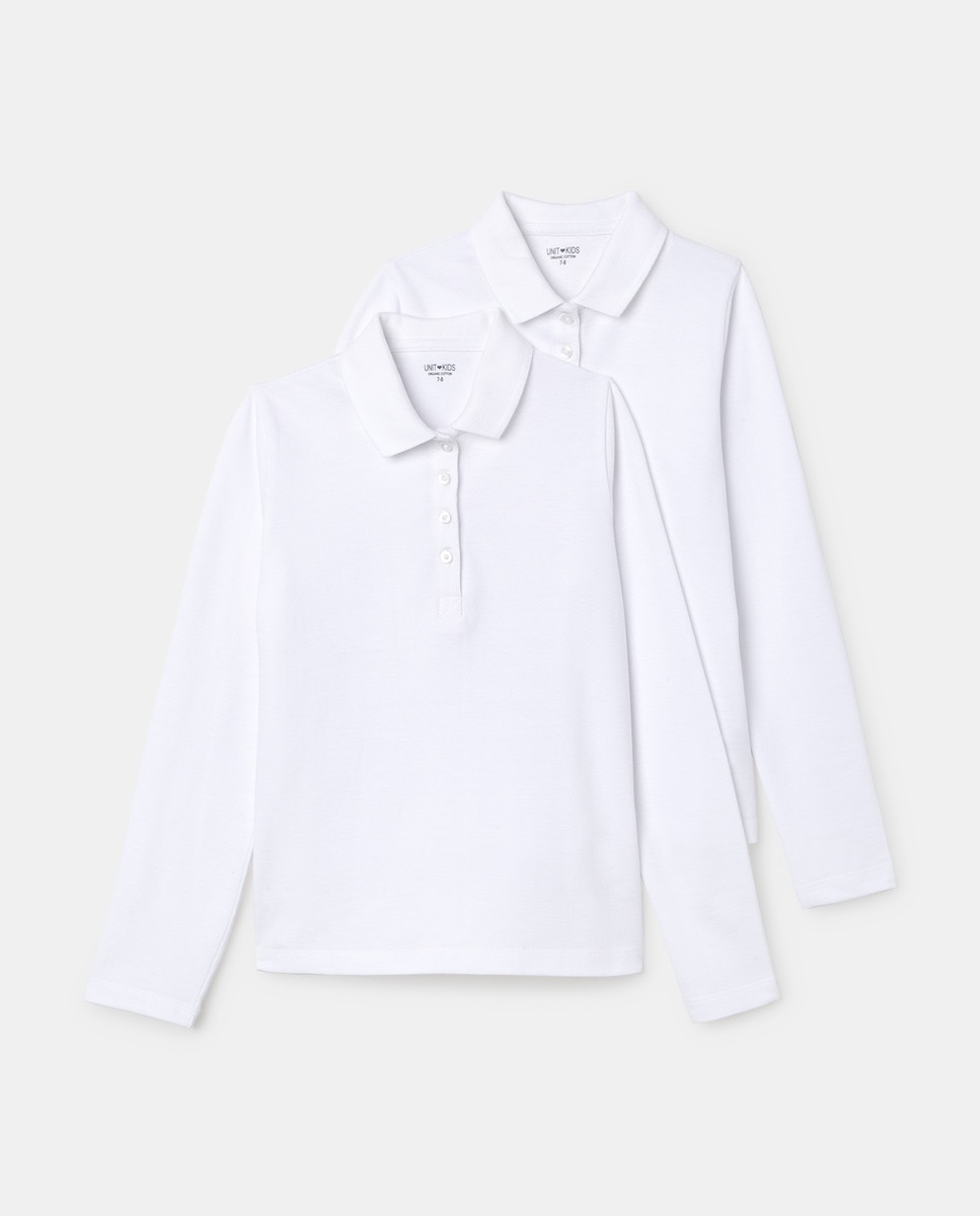Pack De Polos Colegio Manga Larga de niña Blanco-1