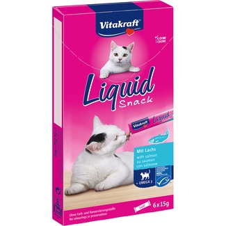 Liquid snack líquido para gatos con salmón y Omega 3 caja 6 unidades 15 g - Vitakraft