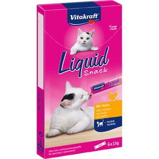 Liquid snack líquido para gatos con pollo y taurina caja 6 unidades 15 g - Vitakraft