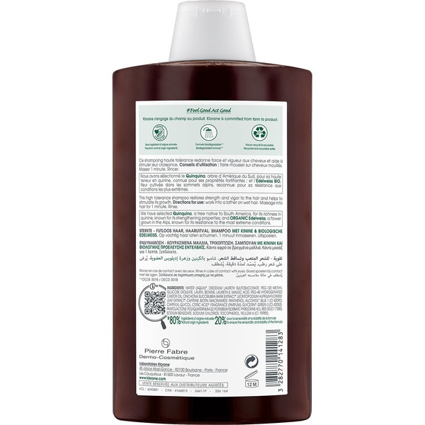 kräftigendes Shampoo mit Chinin und Edelweis Bio Flacon 400 ml für geschwächtes Haar oder Haarausfall