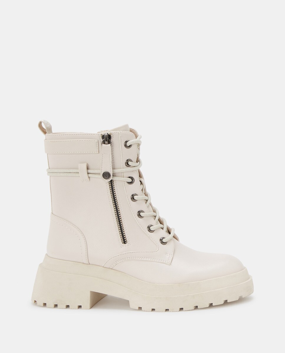 Botas de mujer Xti de color blanco con cierre de cremallera y cordones · Xti  · El Corte Inglés