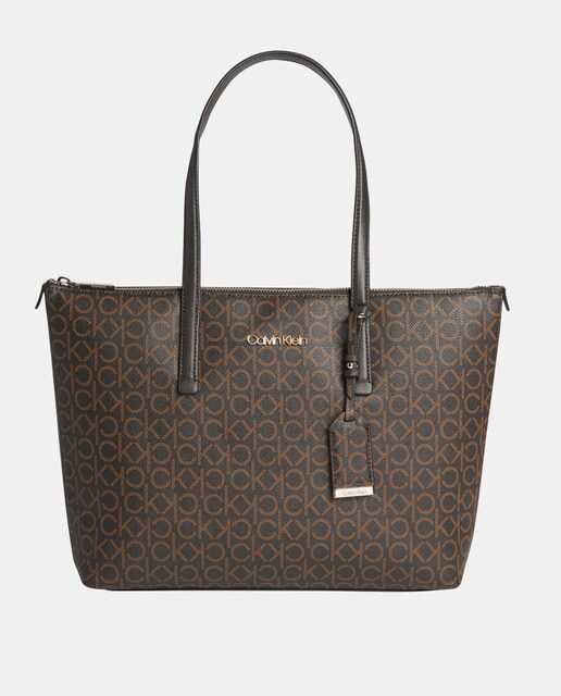 Bolso shopper en marrón con estampado de logos · Calvin Klein · El Corte  Inglés