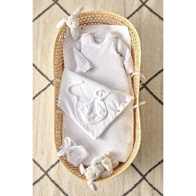 Capazo Cotton Juice Baby Home Palma Acolchado celeste · El Corte Inglés