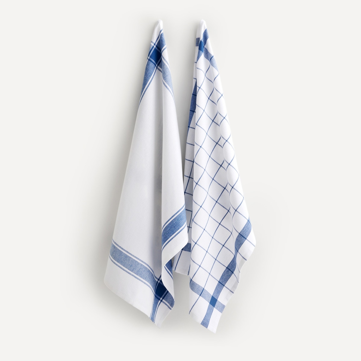 Conjunto de 2 panos de cozinha de sarja de algodão Basic II Azul-1