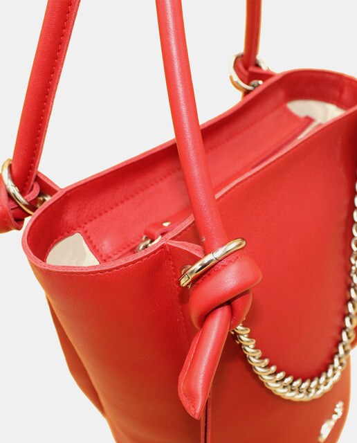 Bolso shopper de piel lisa en rojo con cremallera · Cats · El Corte Inglés
