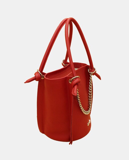Bolso shopper de piel lisa en rojo con cremallera · Cats · El Corte Inglés