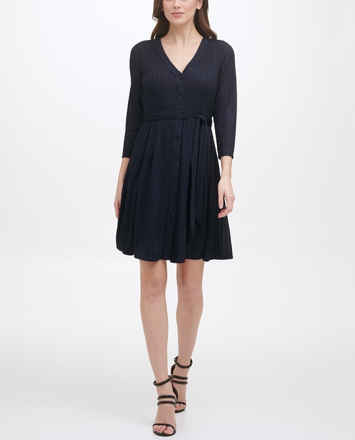Vestido de manga larga y cuello en pico · DKNY · El Corte Inglés