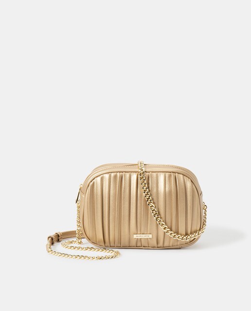 Bandolera pequeña de mujer Gloria Ortiz Rory en dorado con cremallera · Gloria  Ortiz · El Corte Inglés