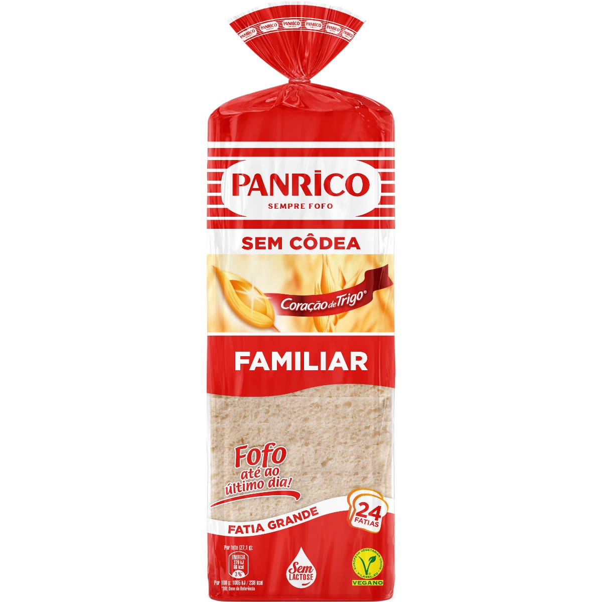 Pão de Forma sem Côdea Familiar Vegan sem Lactose embalagem 650 g