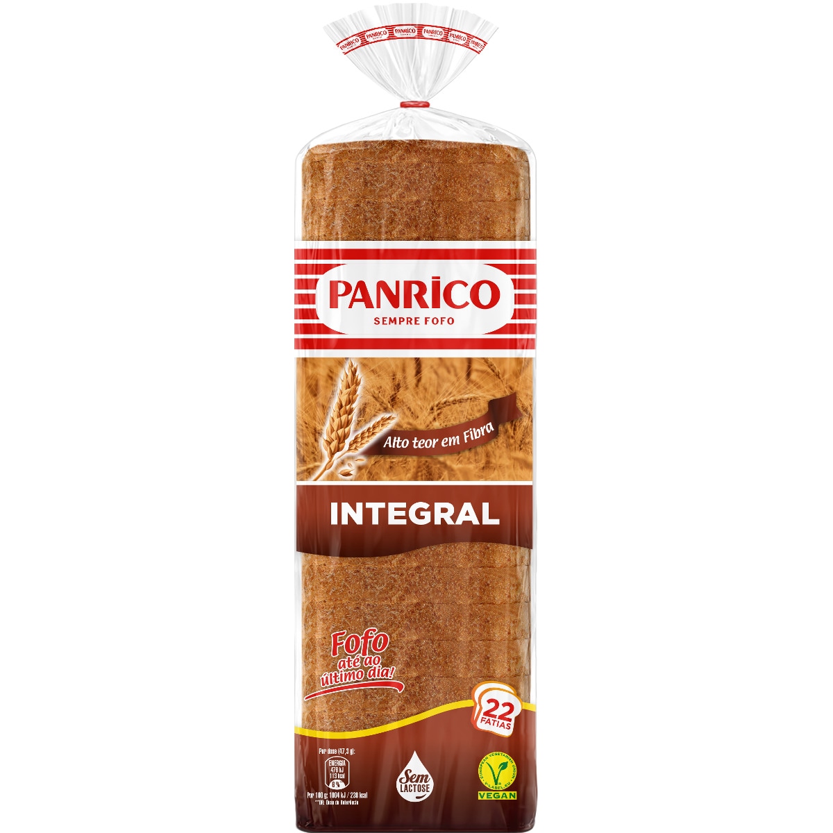 Pão de Forma Integral Vegan sem Lactose embalagem| 520 g