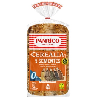 Pão de Forma Cerealia 5 Sementes 0% Açúcares Adicionados Vegan sem Lactose embalagem 435 g - Panrico