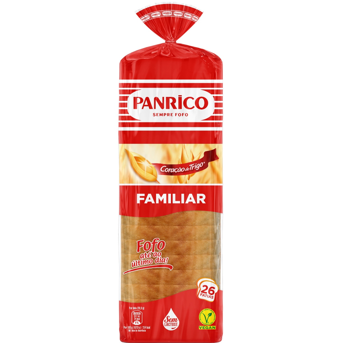 Pão de Forma Familiar Vegan sem Lactose embalagem 750 g