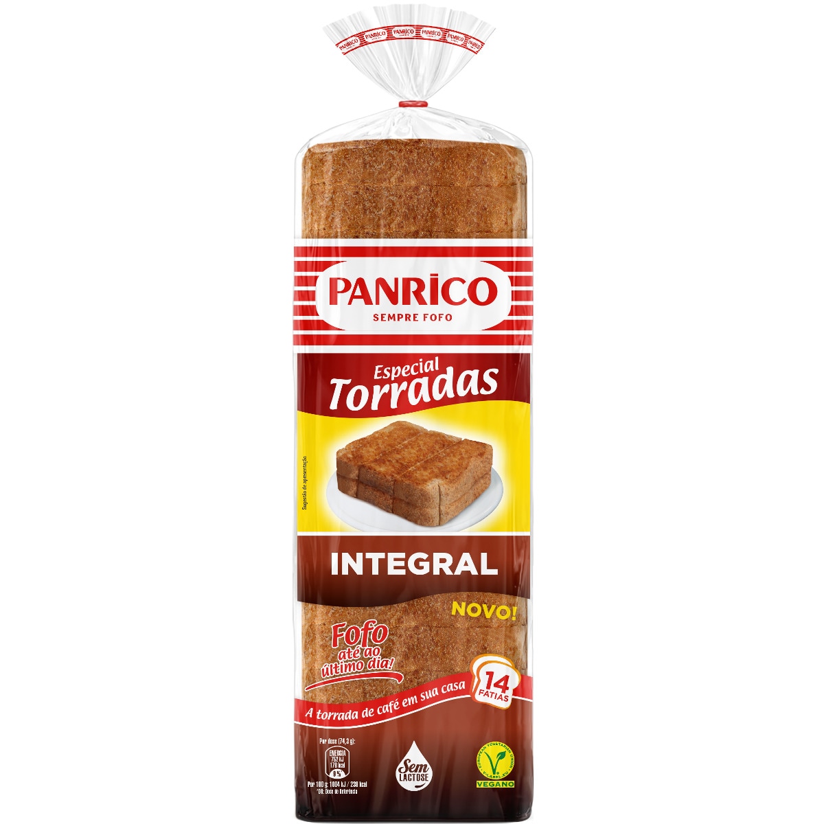 Pão de Forma Integral Especial Torradas Vegan sem Lactose embalagem 520 g