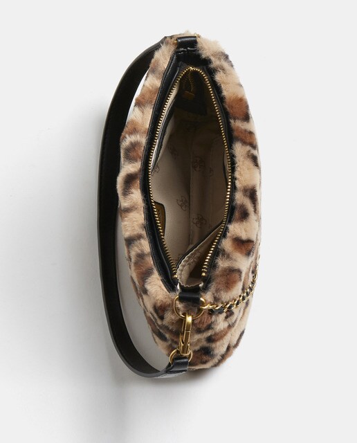 Bolso hombro mini Guess Katey de pelo sintético animal print con cremallera  · Guess · El Corte Inglés