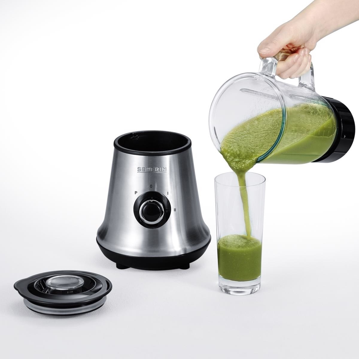 Liquidificador Severin Mix&Go SM 3737 de 500 W com Jarro de Vidro de 1 Litro + Garrafa Mix&Go de 600 ml - Inox Inox-3