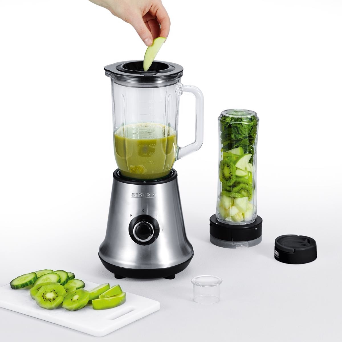 Liquidificador Severin Mix&Go SM 3737 de 500 W com Jarro de Vidro de 1 Litro + Garrafa Mix&Go de 600 ml - Inox Inox-2