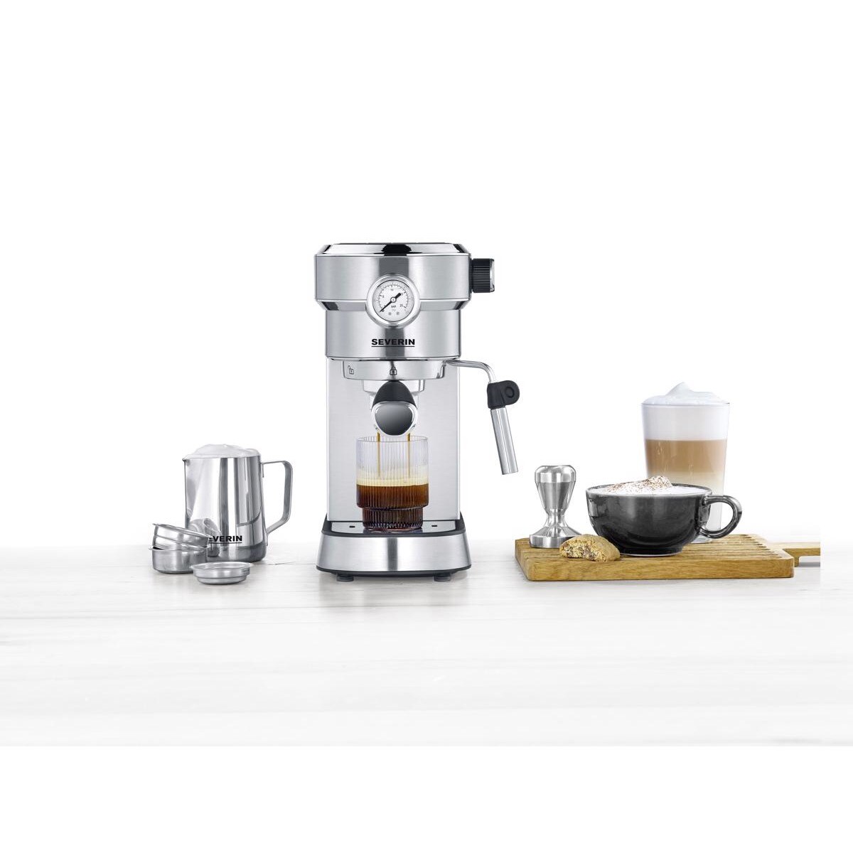 Máquina de Café Manual Severin Expresso Barista  KA5995 de 15 bar para Café Moído e Pastilhas - Inox 5