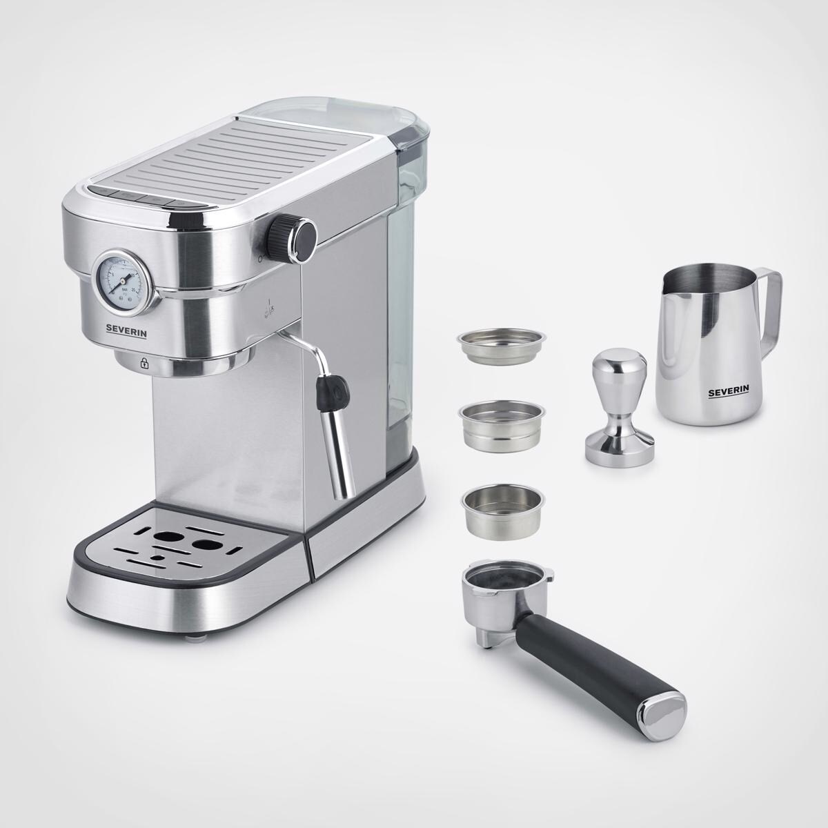 Máquina de Café Manual Severin Expresso Barista  KA5995 de 15 bar para Café Moído e Pastilhas - Inox 11