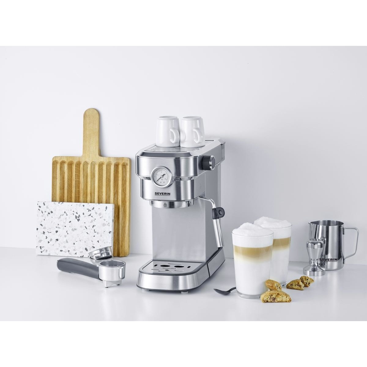 Máquina de Café Manual Severin Expresso Barista  KA5995 de 15 bar para Café Moído e Pastilhas - Inox 10