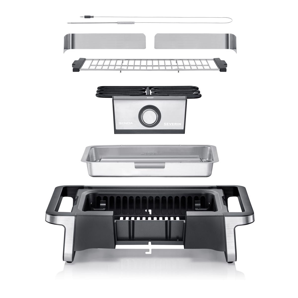 Grelhador de Resistência Severin PG8113 SafeTouch e BoostZone de 3000W - Preto e Inox Inox/Preto-10