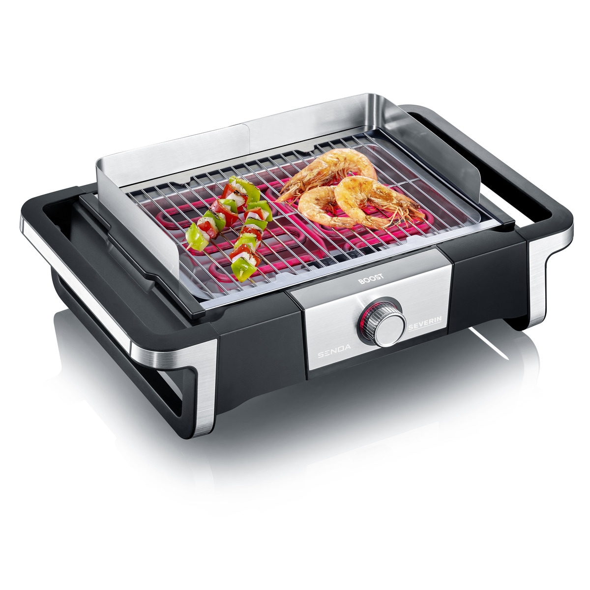 Grelhador de Resistência Severin PG8113 SafeTouch e BoostZone de 3000W - Preto e Inox Inox/Preto-1