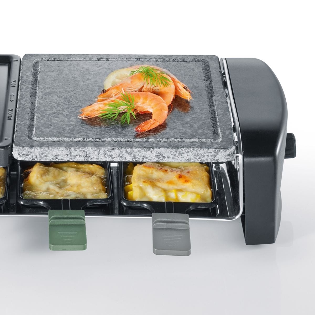 Grelhador Raclette Severin RG 9645 de 1400 W com 2 Zonas Grelha Antiaderente e Pedra Natural - Preto Preto-4