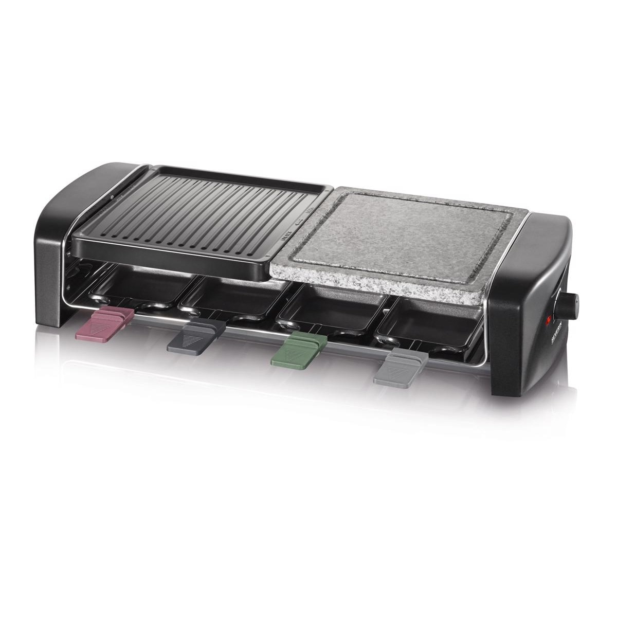 Grelhador Raclette Severin RG 9645 de 1400 W com 2 Zonas Grelha Antiaderente e Pedra Natural - Preto Preto-1