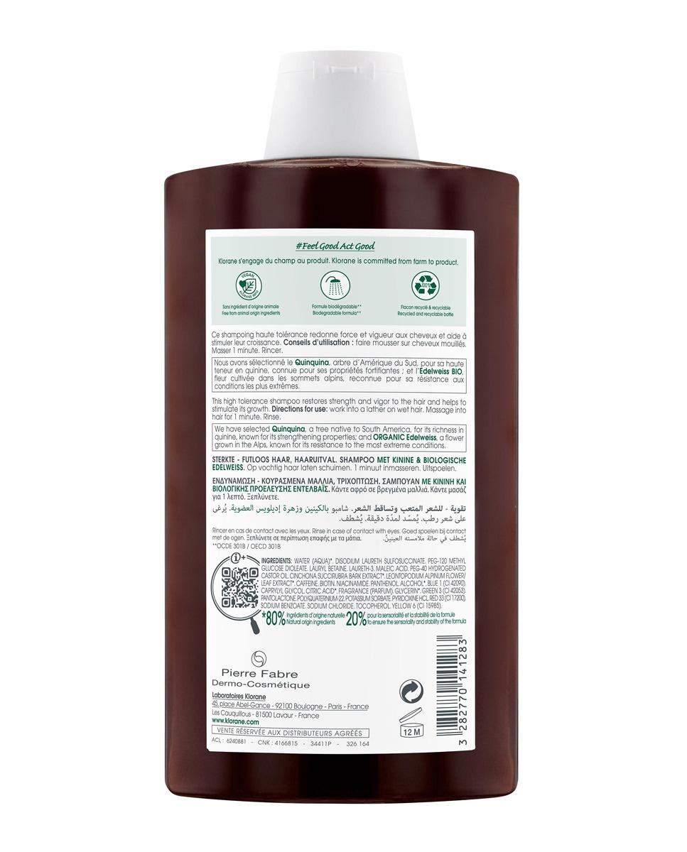 Champú A La Quinina Y Edelweis Bio 400 ml Klorane 2