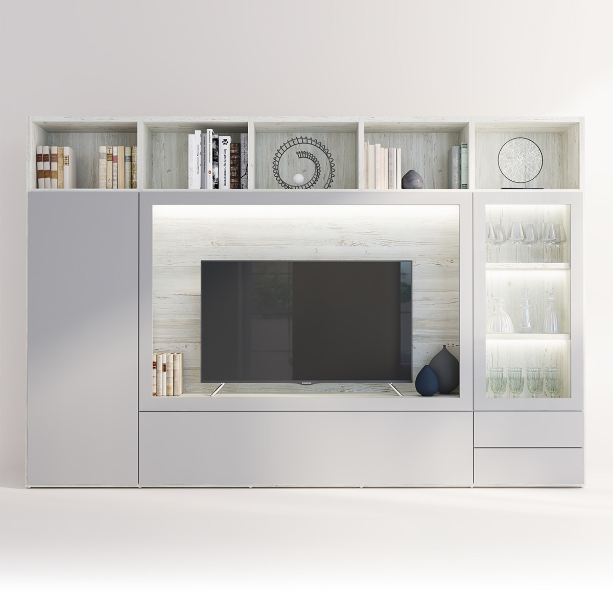 Móvel de sala Qubic 2.0-8 Branco / Cinzento-1