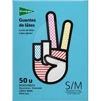 guantes desechables de látex alta adaptabilidad talla pequeña-mediana caja 50 unidades - El Corte Ingles