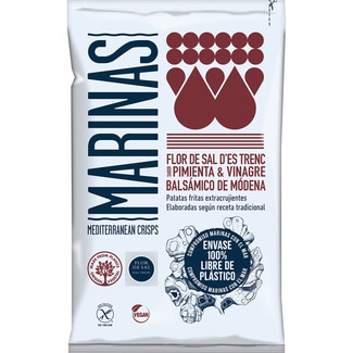 patatas fritas sal marina de Formentera con pimienta y vinagre balsámico Sin Gluten bolsa 150 g - Vicente Vidal Marinas