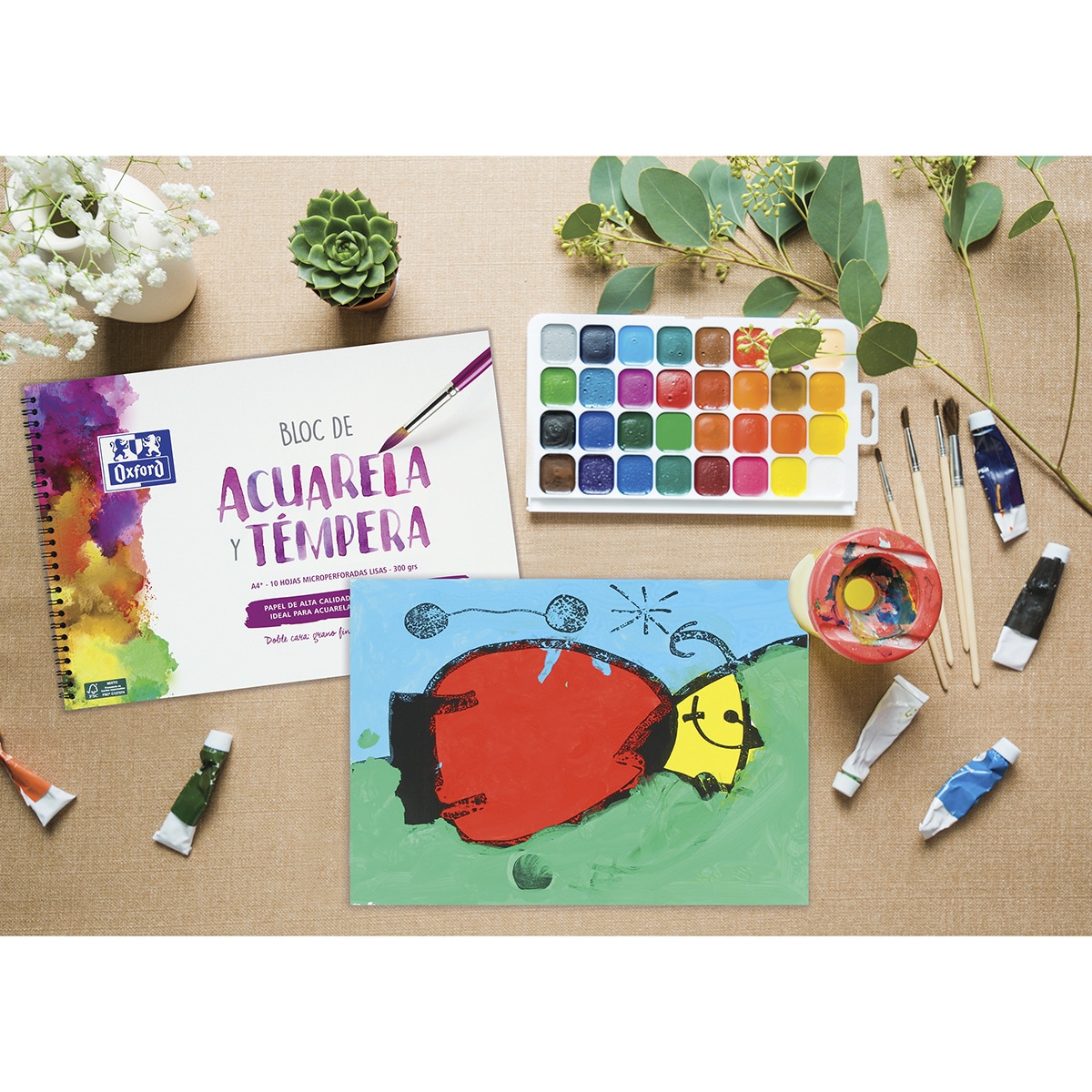 Bloco Aguarela Capa Dura A4+ 10 Folhas Liso A4 300 Gramas Branco-2