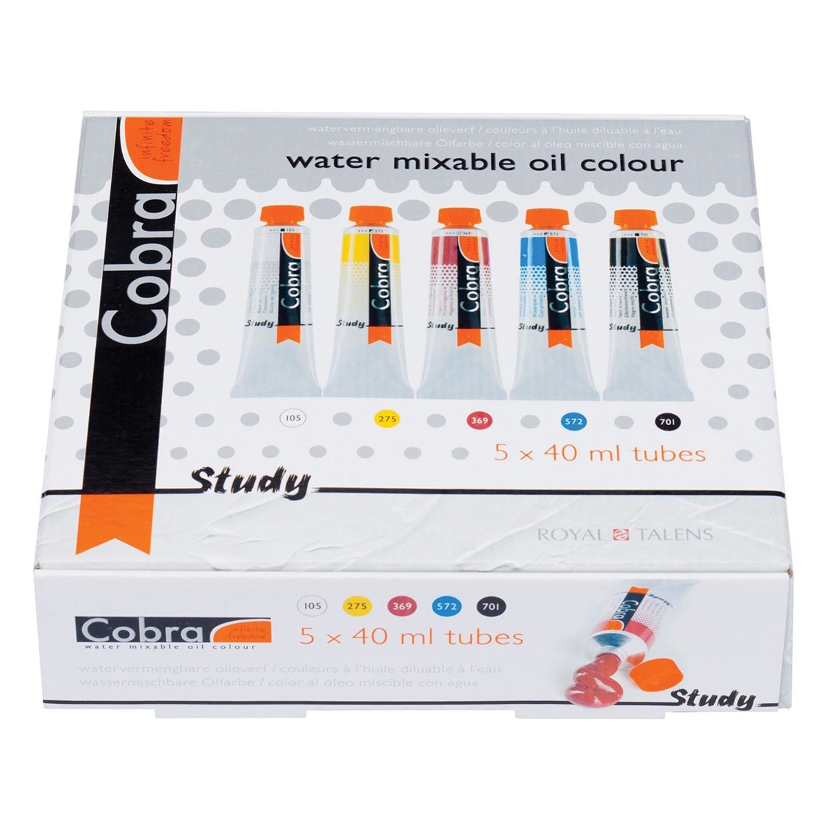 Set de 5 Tubos de Óleo Cobra Study Miscible con Agua Cólores Básicos de 40 Ml Cobra Multicolor 1