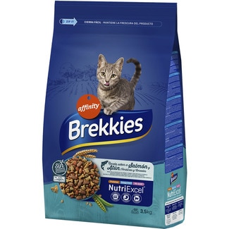 pienso para gatos adultos con sabor a salmón atún y verduras bolsa 3,5 kg - Brekkies