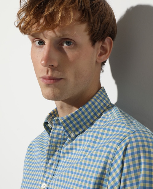 Camisa Fácil Plancha de hombre slim de cuadros amarilla · Easy Wear · El  Corte Inglés