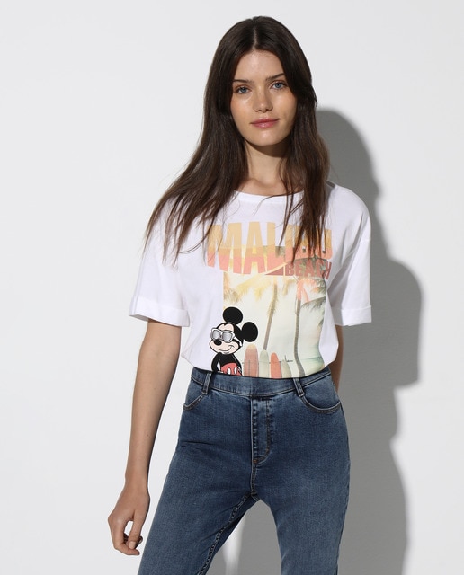 Camiseta de mujer con manga corta y estampado de Mickey · Easy Wear · El  Corte Inglés