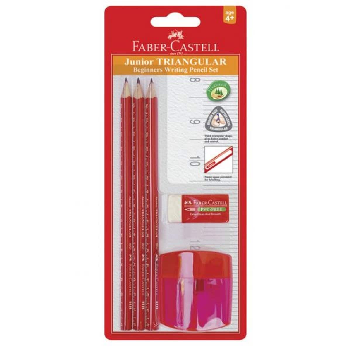 Blister 3 Lápis + Borracha + Afia Junior Triangulares Faber-Castell 1