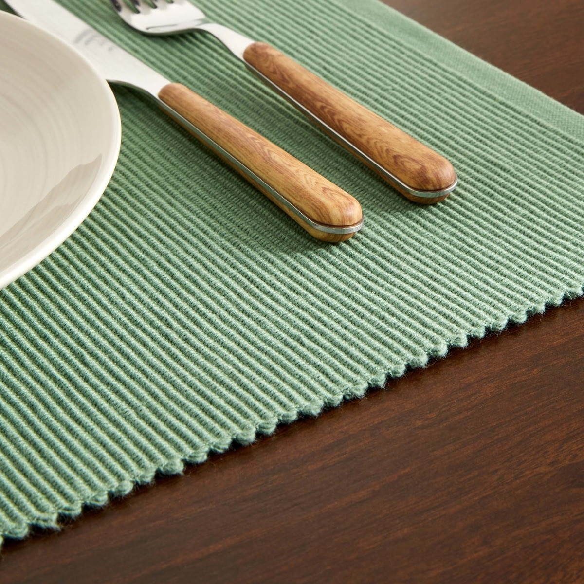 Conjunto de 2 individuais em algodão sustentável Basic Verde-3